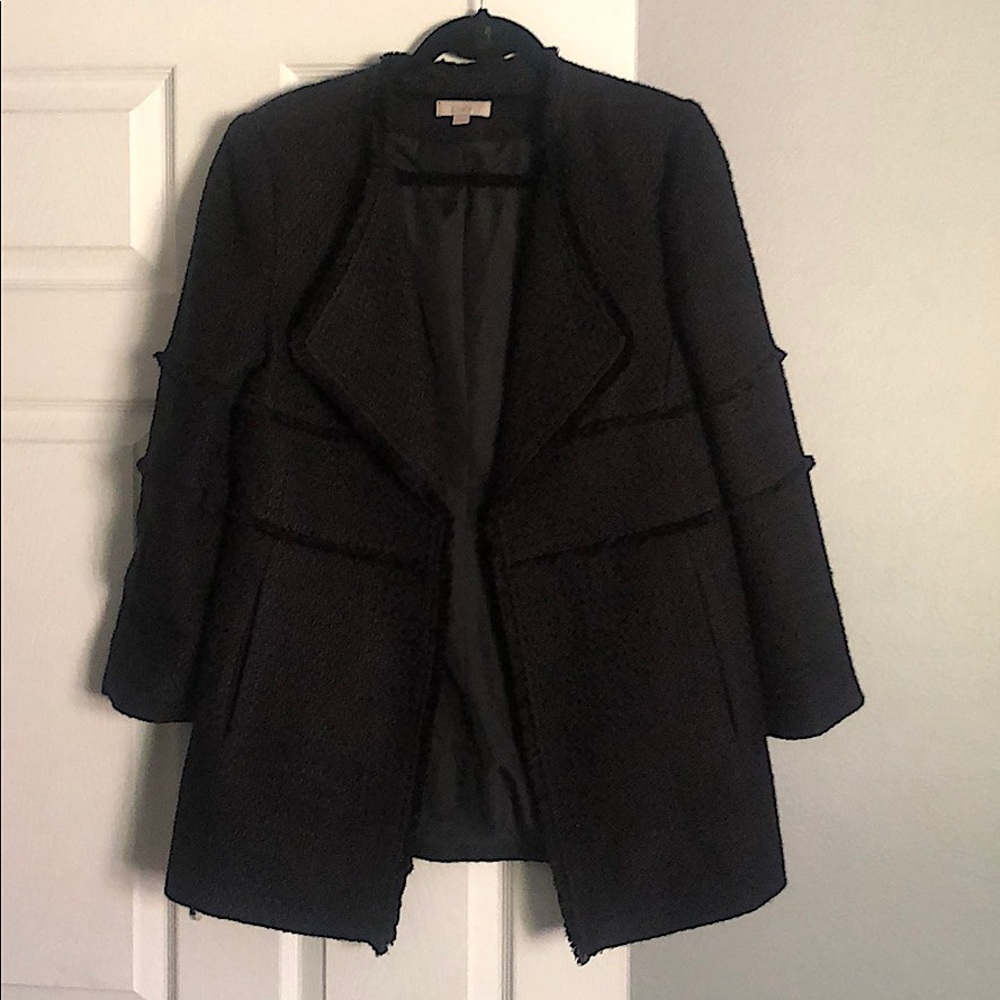 LOFT Black twill open front coat